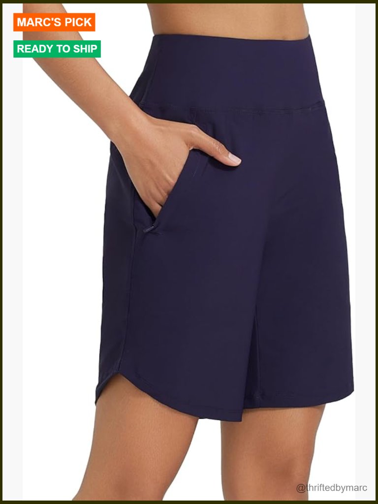 9" Long Swim Shorts With Zipper Pockets High Waisted Board Shorts Upf 50+